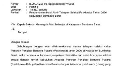 3 PESERTA DIDIK SMANTURE LOLOS SELEKSI PASKIBRAKA KSB
